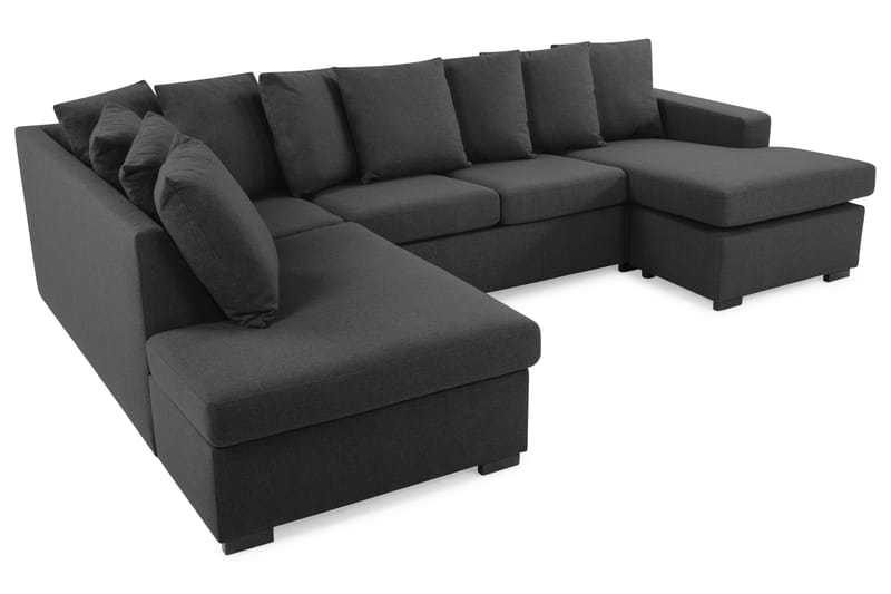 Crazy 4-sits Vänstervänd U-formad Large Soffa med Divan och Schäslong i Tyg inkl Kuvertkuddar - Mörkgrå - Möbler - Vardagsrum - Soffor - U-soffor