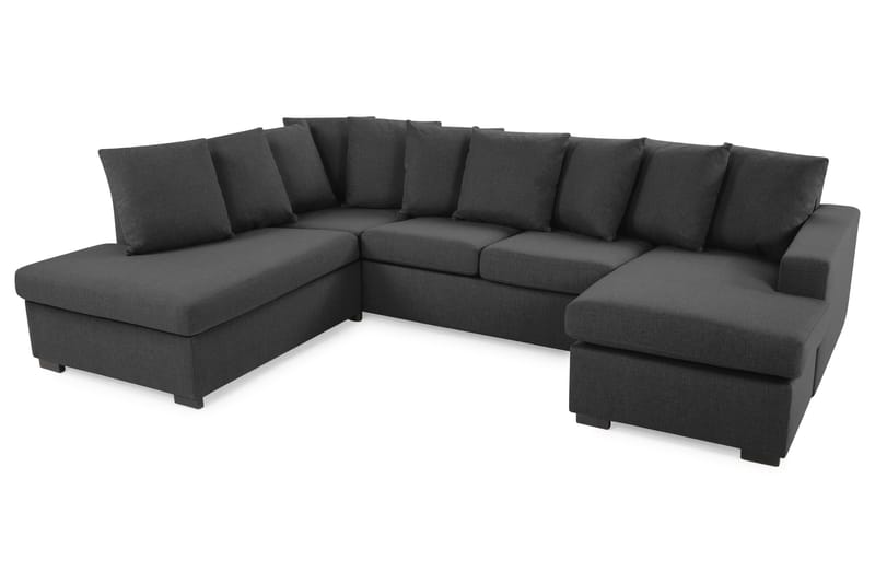 Crazy 4-sits Vänstervänd U-formad Large Soffa med Divan och Schäslong i Tyg inkl Kuvertkuddar - Mörkgrå - Möbler - Vardagsrum - Soffor - U-soffor