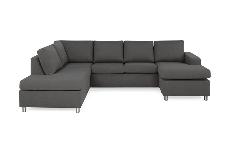 Crazy 4-sits Vänstervänd U-formad Large Soffa med Divan och Schäslong i Tyg - Mörkgrå - Möbler - Vardagsrum - Soffor - U-soffor