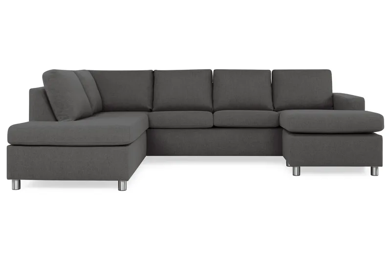 Crazy 4-sits Vänstervänd U-formad Large Soffa med Divan och Schäslong i Tyg - Mörkgrå - Möbler - Vardagsrum - Soffor - U-soffor