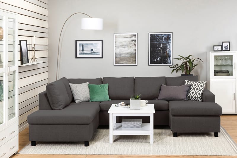 Crazy 4-sits Vänstervänd U-formad Large Soffa med Divan och Schäslong i Tyg - Mörkgrå - Möbler - Vardagsrum - Soffor - U-soffor