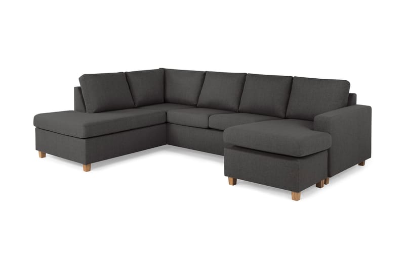 Crazy 4-sits Vänstervänd U-formad Large Soffa med Divan och Schäslong i Tyg - Mörkgrå - Möbler - Vardagsrum - Soffor - U-soffor
