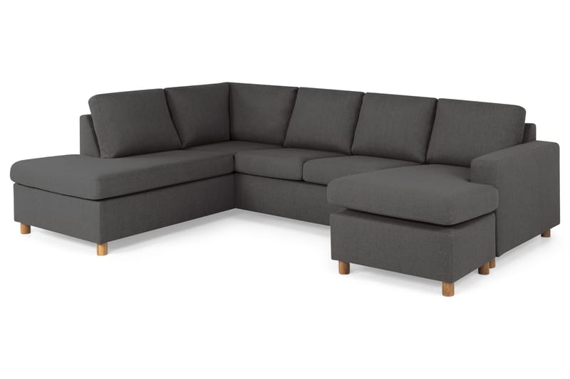 Crazy 4-sits Vänstervänd U-formad Large Soffa med Divan och Schäslong i Tyg - Mörkgrå - Möbler - Vardagsrum - Soffor - U-soffor