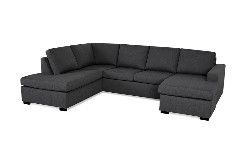 Crazy 4-sits Vänstervänd U-formad Large Soffa med Divan och Schäslong i Tyg - Mörkgrå - Möbler - Vardagsrum - Soffor - U-soffor
