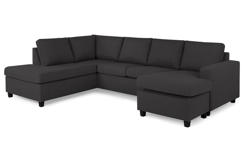 Crazy 4-sits Vänstervänd U-formad Large Soffa med Divan och Schäslong i Tyg - Mörkgrå - Möbler - Vardagsrum - Soffor - U-soffor