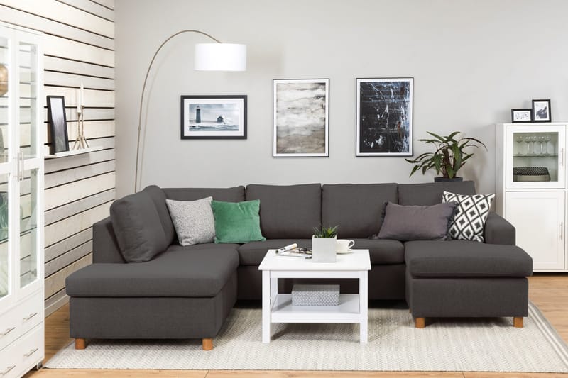 Crazy 4-sits Vänstervänd U-formad Large Soffa med Divan och Schäslong i Tyg - Mörkgrå - Möbler - Vardagsrum - Soffor - U-soffor