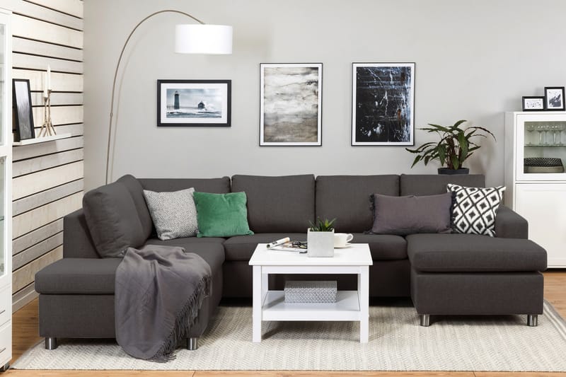 Crazy 4-sits Vänstervänd U-formad Large Soffa med Divan och Schäslong i Tyg - Mörkgrå - Möbler - Vardagsrum - Soffor - U-soffor