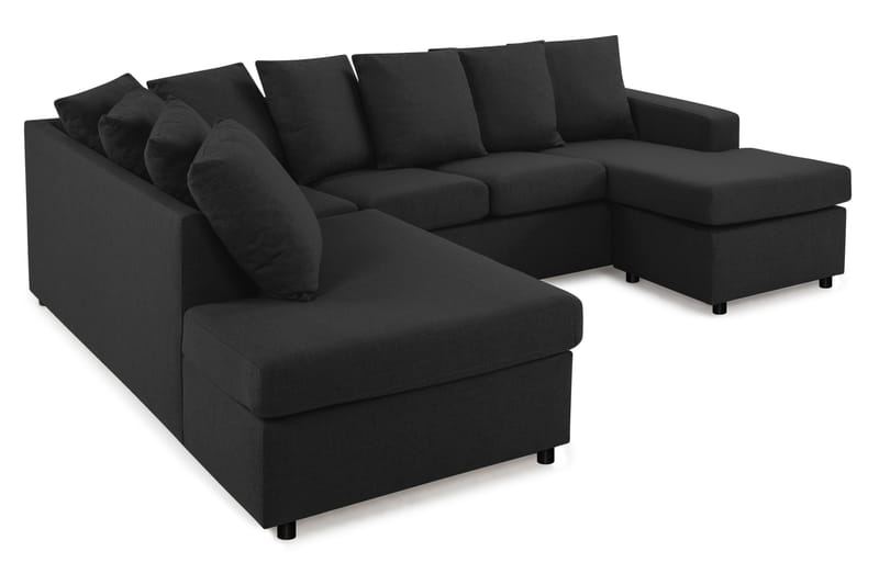 Crazy 4-sits Vänstervänd U-formad Small Soffa med Divan och Schäslong i Tyg inkl Kuvertkuddar - Antracit - Möbler - Vardagsrum - Soffor - U-soffor
