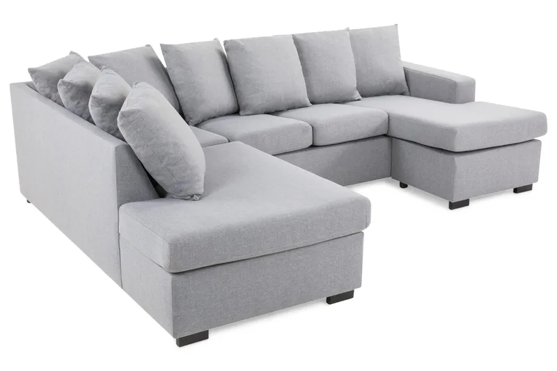 Crazy 4-sits Vänstervänd U-formad Small Soffa med Divan och Schäslong i Tyg inkl Kuvertkuddar - Grå - Möbler - Vardagsrum - Soffor - U-soffor