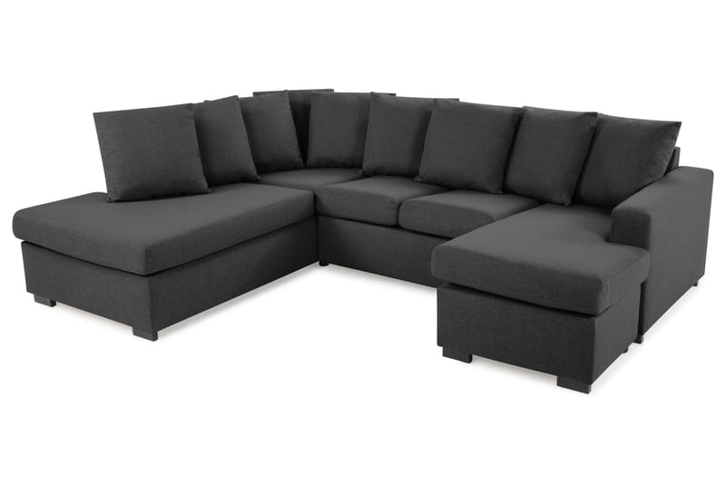 Crazy 4-sits Vänstervänd U-formad Small Soffa med Divan och Schäslong i Tyg inkl Kuvertkuddar - Mörkgrå - Möbler - Vardagsrum - Soffor - U-soffor
