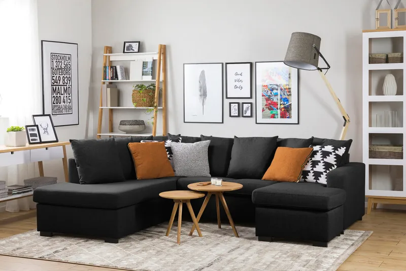 Crazy 4-sits Vänstervänd U-formad Small Soffa med Divan och Schäslong i Tyg inkl Kuvertkuddar - Mörkgrå - Möbler - Vardagsrum - Soffor - U-soffor