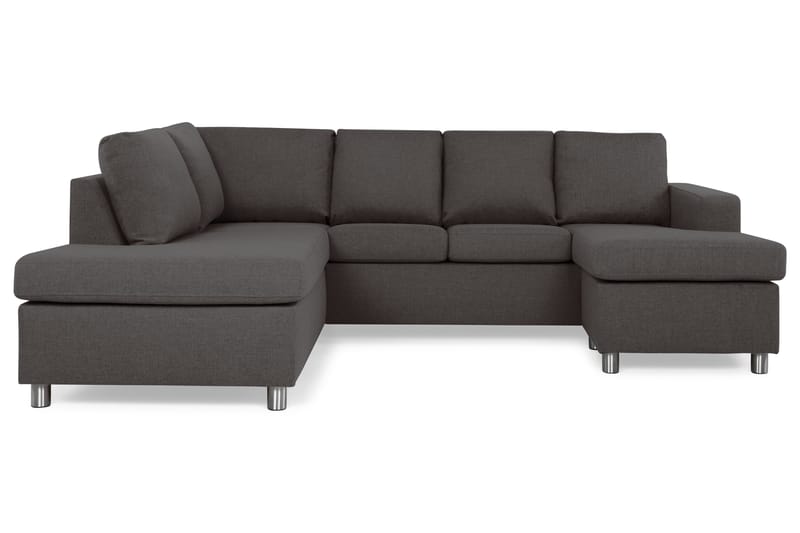 Crazy 4-sits Vänstervänd U-formad Small Soffa med Divan och Schäslong i Tyg - Mörkgrå - Möbler - Vardagsrum - Soffor - U-soffor
