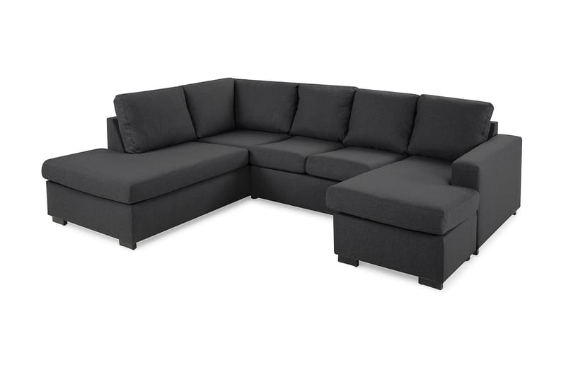 Crazy 4-sits Vänstervänd U-formad Small Soffa med Divan och Schäslong i Tyg - Mörkgrå - Möbler - Vardagsrum - Soffor - U-soffor