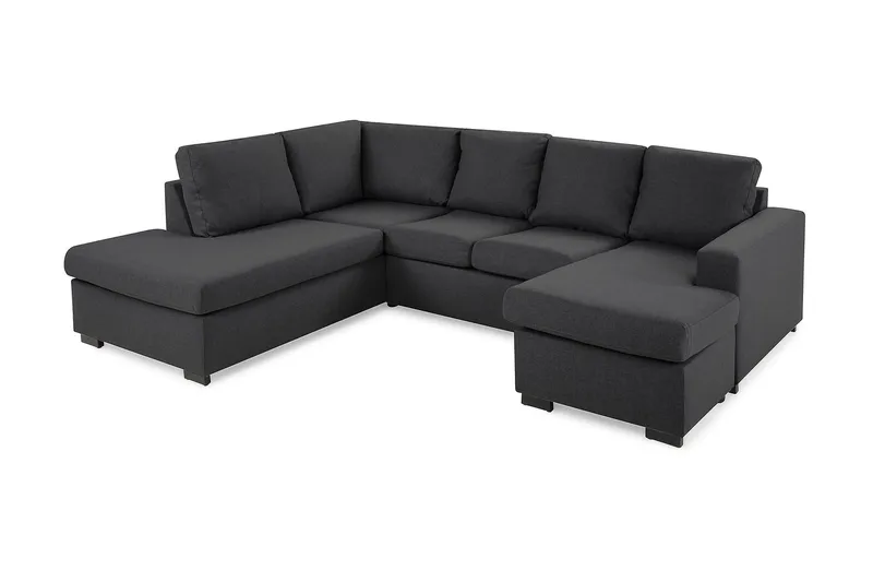 Crazy 4-sits Vänstervänd U-formad Small Soffa med Divan och Schäslong i Tyg - Mörkgrå - Möbler - Vardagsrum - Soffor - U-soffor