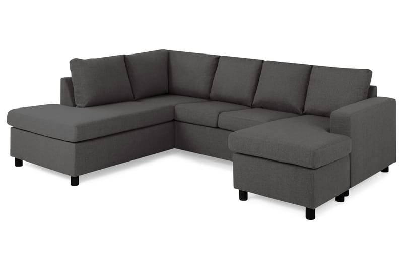 Crazy 4-sits Vänstervänd U-formad Small Soffa med Divan och Schäslong i Tyg - Mörkgrå - Möbler - Vardagsrum - Soffor - U-soffor
