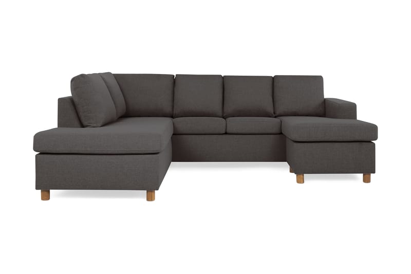 Crazy 4-sits Vänstervänd U-formad Small Soffa med Divan och Schäslong i Tyg - Mörkgrå - Möbler - Vardagsrum - Soffor - U-soffor