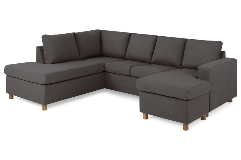 Crazy 4-sits Vänstervänd U-formad Small Soffa med Divan och Schäslong i Tyg - Mörkgrå - Möbler - Vardagsrum - Soffor - U-soffor