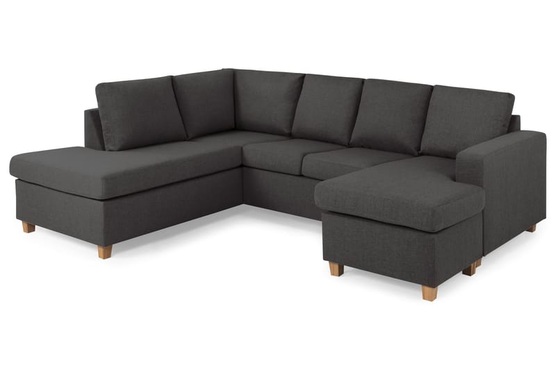 Crazy 4-sits Vänstervänd U-formad Small Soffa med Divan och Schäslong i Tyg - Mörkgrå - Möbler - Vardagsrum - Soffor - U-soffor
