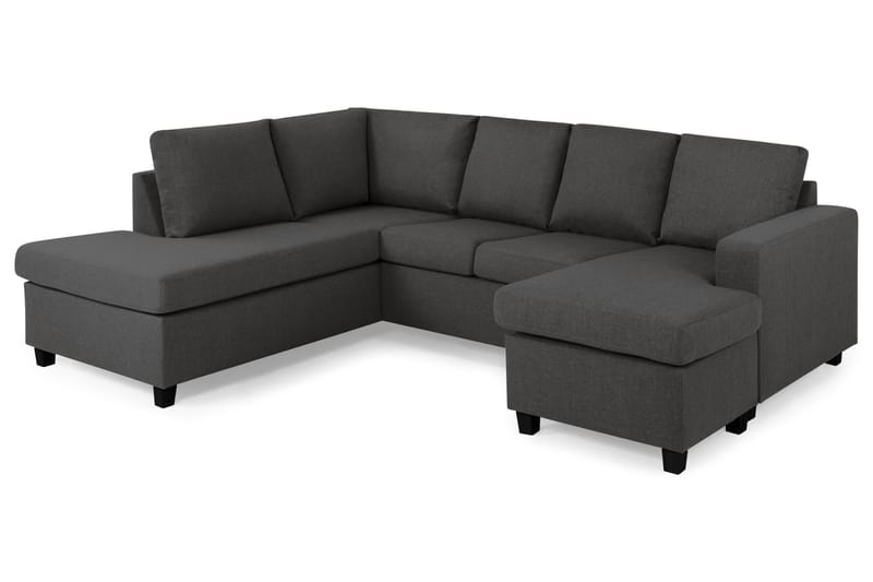 Crazy 4-sits Vänstervänd U-formad Small Soffa med Divan och Schäslong i Tyg - Mörkgrå - Möbler - Vardagsrum - Soffor - U-soffor