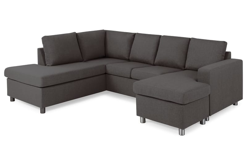 Crazy 4-sits Vänstervänd U-formad Small Soffa med Divan och Schäslong i Tyg - Mörkgrå - Möbler - Vardagsrum - Soffor - U-soffor