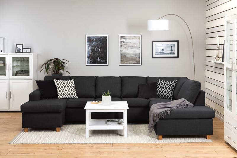 Crazy 5-sits Högervänd U-formad X-Large Soffa med Divan och Schäslong i Tyg - Antracit - Möbler - Vardagsrum - Soffor - U-soffor