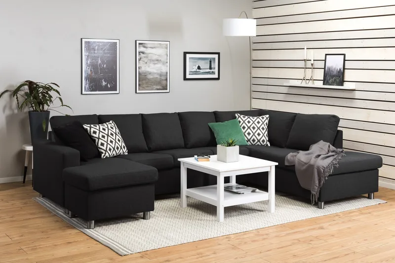 Crazy 5-sits Högervänd U-formad X-Large Soffa med Divan och Schäslong i Tyg - Antracit - Möbler - Vardagsrum - Soffor - U-soffor