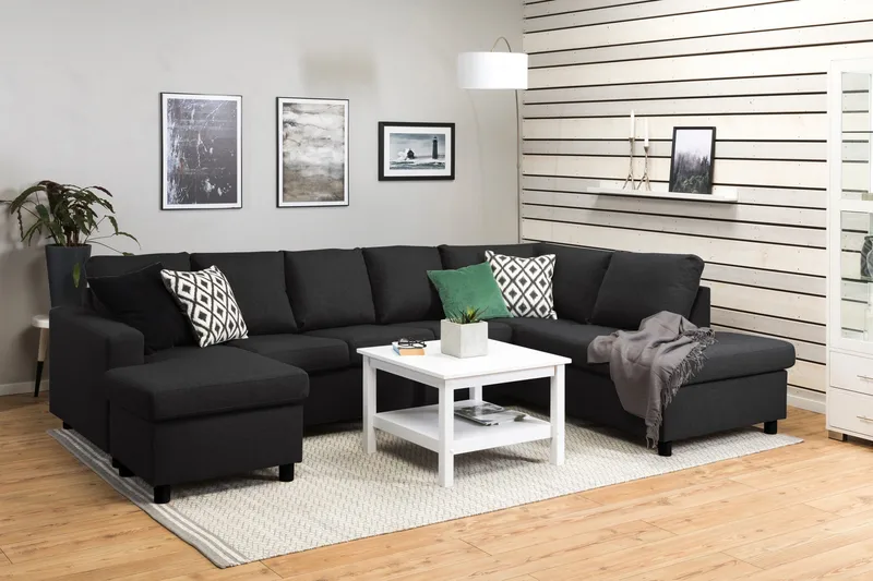 Crazy 5-sits Högervänd U-formad X-Large Soffa med Divan och Schäslong i Tyg - Antracit - Möbler - Vardagsrum - Soffor - U-soffor