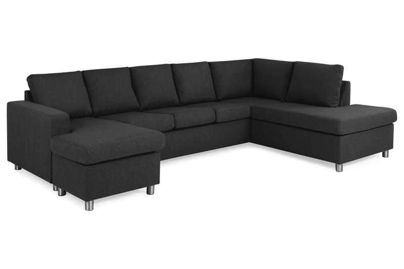 Crazy 5-sits Högervänd U-formad X-Large Soffa med Divan och Schäslong i Tyg - Antracit - Möbler - Vardagsrum - Soffor - U-soffor
