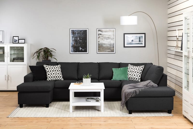 Crazy 5-sits Högervänd U-formad X-Large Soffa med Divan och Schäslong i Tyg - Antracit - Möbler - Vardagsrum - Soffor - U-soffor