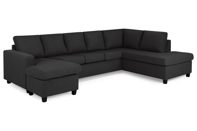 Crazy 5-sits Högervänd U-formad X-Large Soffa med Divan och Schäslong i Tyg - Antracit - Möbler - Vardagsrum - Soffor - U-soffor