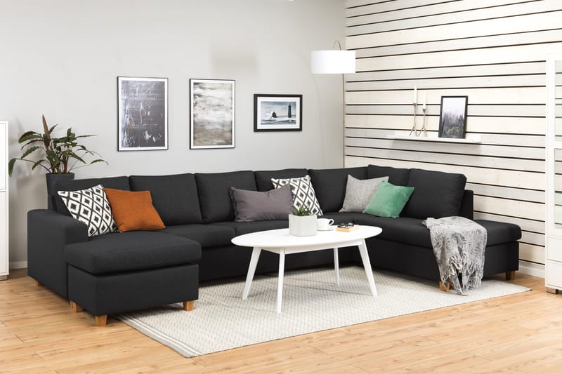 Crazy 5-sits Högervänd U-formad X-Large Soffa med Divan och Schäslong i Tyg - Antracit - Möbler - Vardagsrum - Soffor - U-soffor