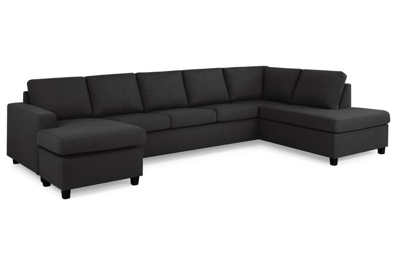 Crazy 5-sits Högervänd U-formad X-Large Soffa med Divan och Schäslong i Tyg - Antracit - Möbler - Vardagsrum - Soffor - U-soffor