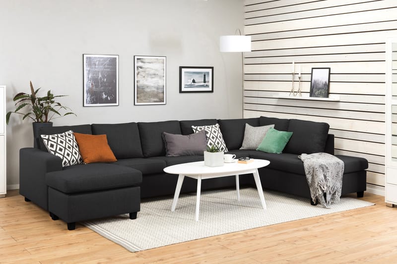 Crazy 5-sits Högervänd U-formad X-Large Soffa med Divan och Schäslong i Tyg - Antracit - Möbler - Vardagsrum - Soffor - U-soffor