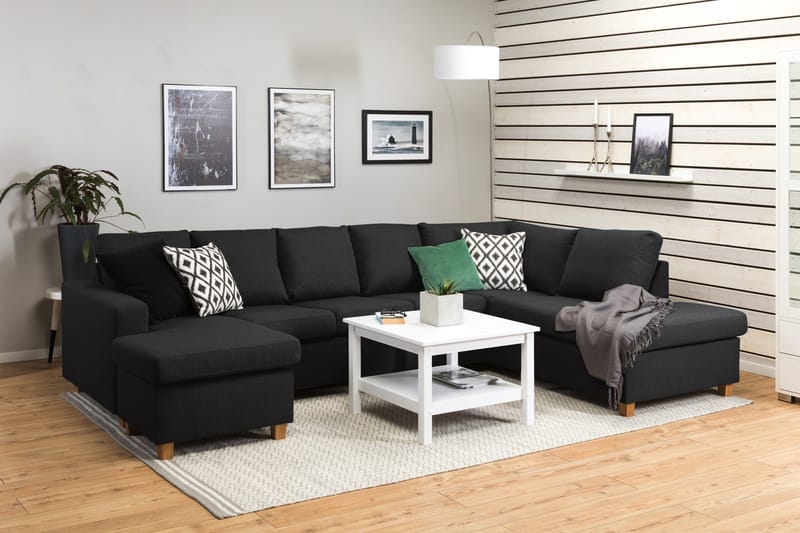 Crazy 5-sits Högervänd U-formad X-Large Soffa med Divan och Schäslong i Tyg - Antracit - Möbler - Vardagsrum - Soffor - U-soffor