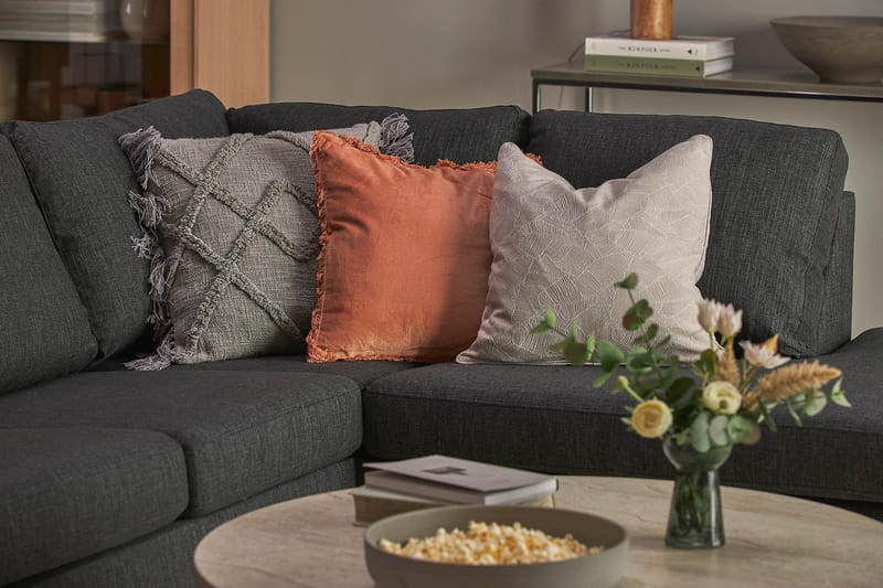 Crazy 5-sits Högervänd U-formad X-Large Soffa med Divan och Schäslong i Tyg - Antracit - Möbler - Vardagsrum - Soffor - U-soffor