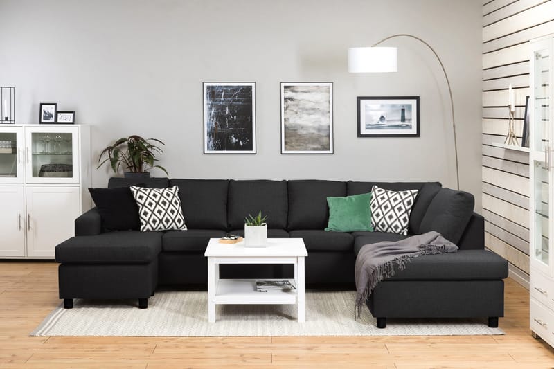 Crazy 5-sits Högervänd U-formad X-Large Soffa med Divan och Schäslong i Tyg - Antracit - Möbler - Vardagsrum - Soffor - U-soffor