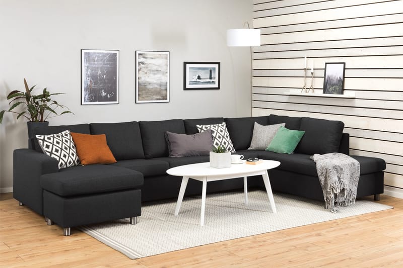 Crazy 5-sits Högervänd U-formad X-Large Soffa med Divan och Schäslong i Tyg - Antracit - Möbler - Vardagsrum - Soffor - U-soffor