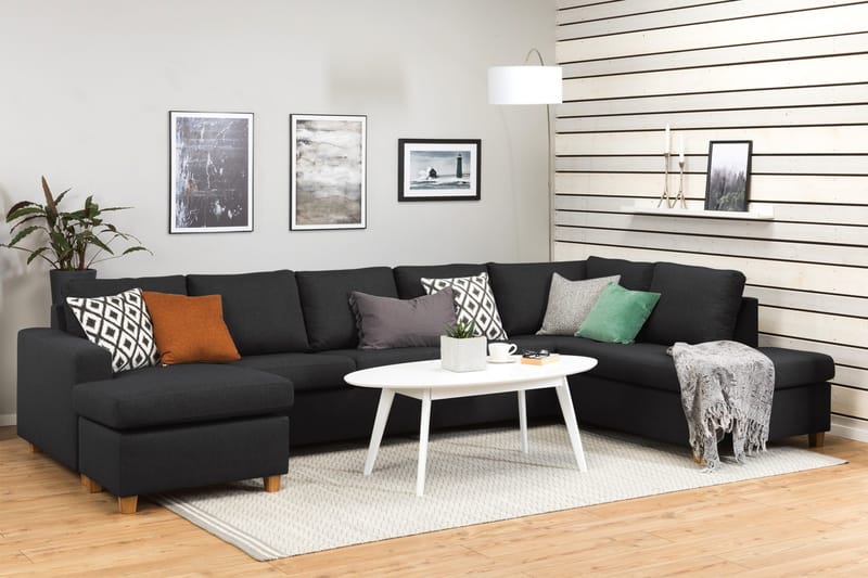 Crazy 5-sits Högervänd U-formad X-Large Soffa med Divan och Schäslong i Tyg - Antracit - Möbler - Vardagsrum - Soffor - U-soffor