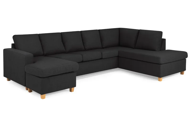Crazy 5-sits Högervänd U-formad X-Large Soffa med Divan och Schäslong i Tyg - Antracit - Möbler - Vardagsrum - Soffor - U-soffor