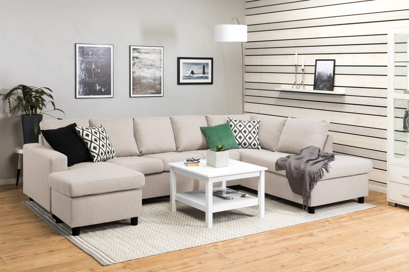 Crazy 5-sits Högervänd U-formad X-Large Soffa med Divan och Schäslong i Tyg - Beige - Möbler - Vardagsrum - Soffor - U-soffor