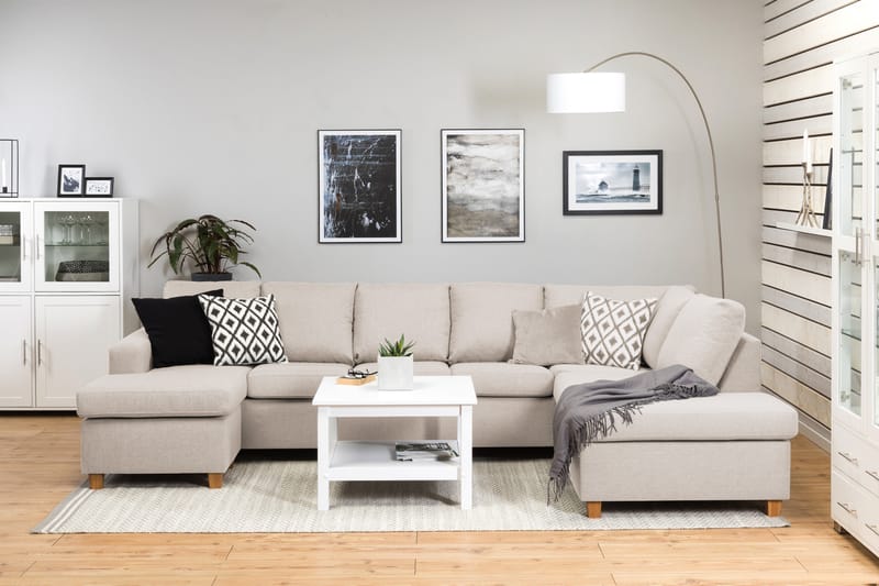Crazy 5-sits Högervänd U-formad X-Large Soffa med Divan och Schäslong i Tyg - Beige - Möbler - Vardagsrum - Soffor - U-soffor