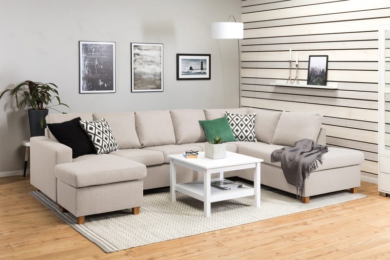 Crazy 5-sits Högervänd U-formad X-Large Soffa med Divan och Schäslong i Tyg - Beige - Möbler - Vardagsrum - Soffor - U-soffor