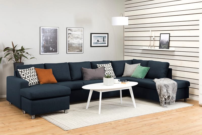 Crazy 5-sits Högervänd U-formad X-Large Soffa med Divan och Schäslong i Tyg - Blå - Möbler - Vardagsrum - Soffor - U-soffor