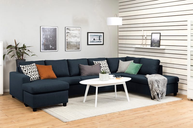 Crazy 5-sits Högervänd U-formad X-Large Soffa med Divan och Schäslong i Tyg - Blå - Möbler - Vardagsrum - Soffor - U-soffor