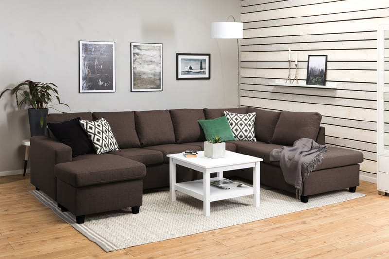 Crazy 5-sits Högervänd U-formad X-Large Soffa med Divan och Schäslong i Tyg - Brun - Möbler - Vardagsrum - Soffor - U-soffor