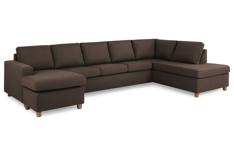 Crazy 5-sits Högervänd U-formad X-Large Soffa med Divan och Schäslong i Tyg - Brun - Möbler - Vardagsrum - Soffor - U-soffor
