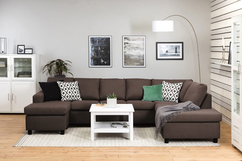 Crazy 5-sits Högervänd U-formad X-Large Soffa med Divan och Schäslong i Tyg - Brun - Möbler - Vardagsrum - Soffor - U-soffor