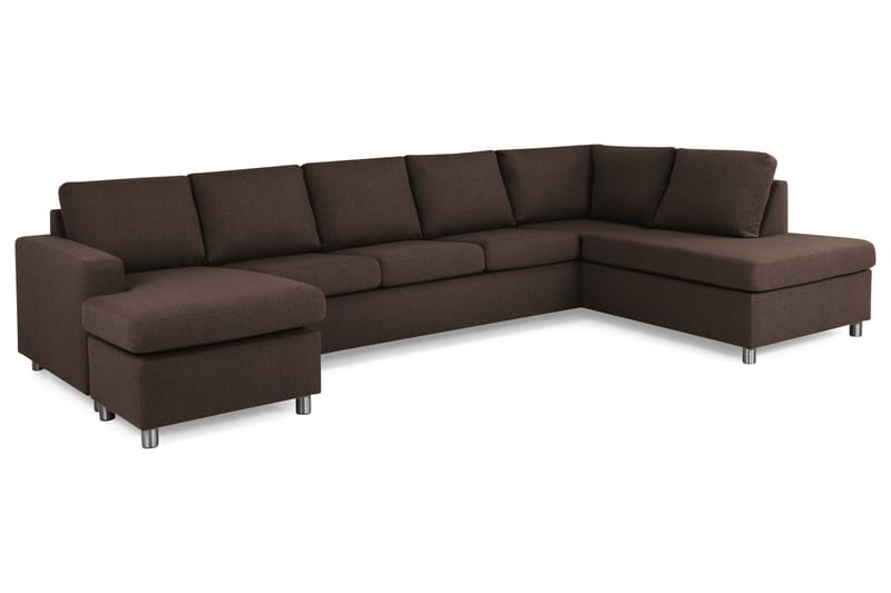 Crazy 5-sits Högervänd U-formad X-Large Soffa med Divan och Schäslong i Tyg - Brun - Möbler - Vardagsrum - Soffor - U-soffor