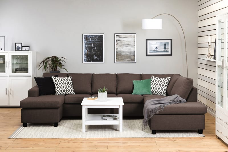 Crazy 5-sits Högervänd U-formad X-Large Soffa med Divan och Schäslong i Tyg - Brun - Möbler - Vardagsrum - Soffor - U-soffor