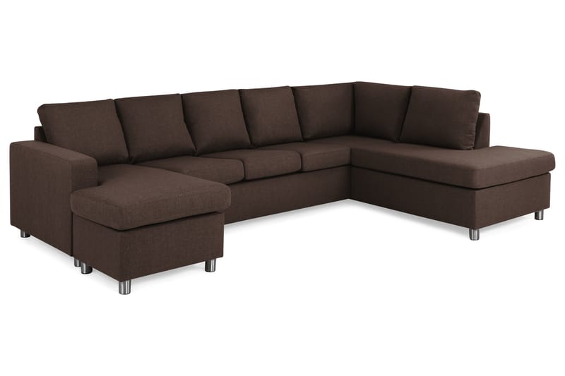 Crazy 5-sits Högervänd U-formad X-Large Soffa med Divan och Schäslong i Tyg - Brun - Möbler - Vardagsrum - Soffor - U-soffor